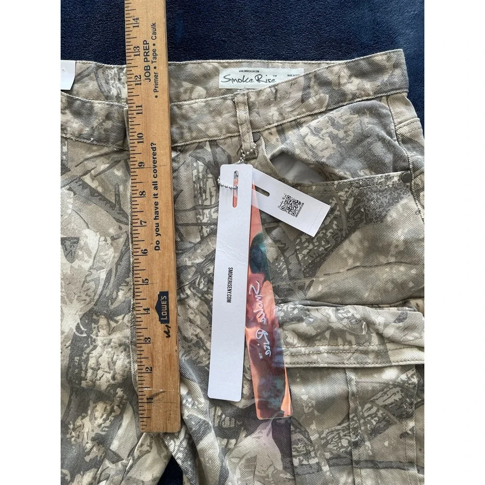 NWT Smoke Rise Cargo Pants Mens 38/34 Sand Camo Straight Stacked Fit - 6 Pockets